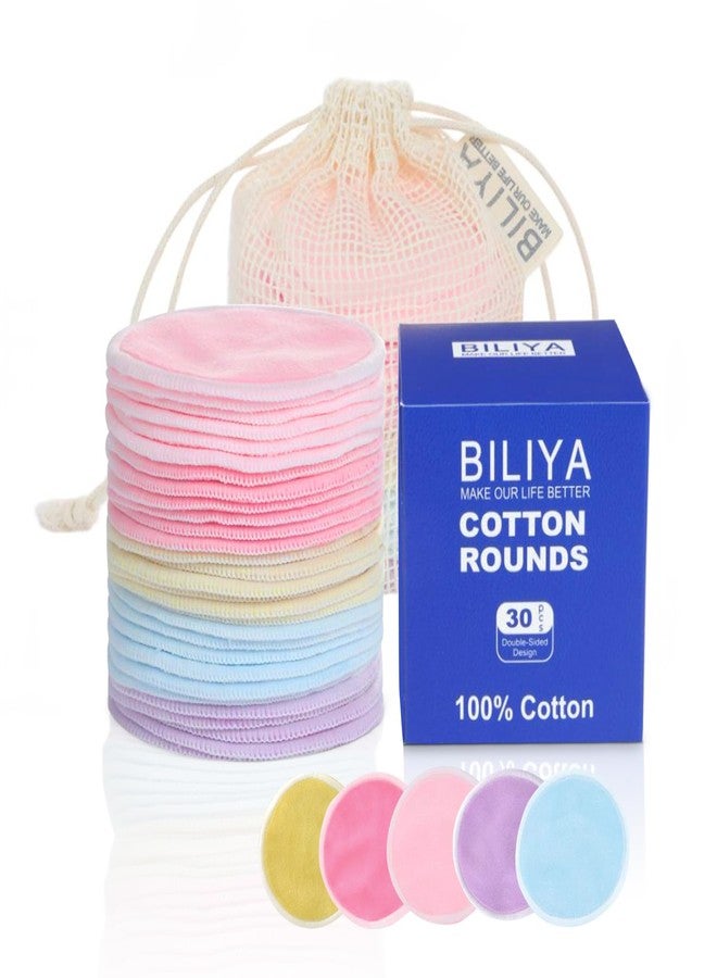 BILIYA Bamboo Fiber Makeup Remover Pads,Gentle for Sensitive Skin,30 Pack,Reusable,Eco-Friendly,Zero Waste, Quick Makeup Removal, Travel Essential - Image 1